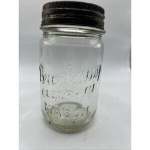 Vintage BROCKWAY CLEAR-VU MASON Quart Mason Jar Mid Century Modern 1940-1950